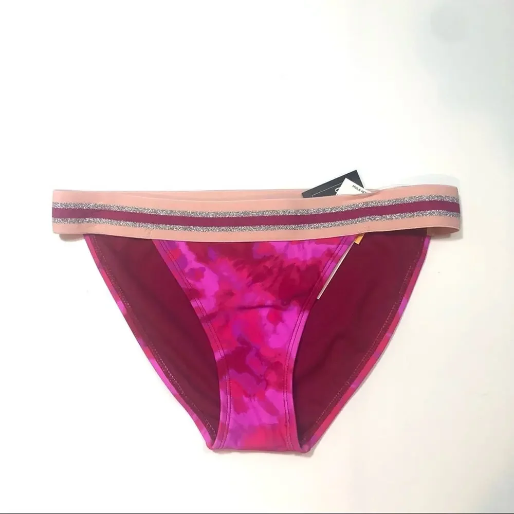 Hula Honey berry tie dye bikini swim bottom pink